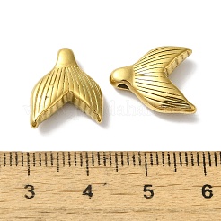 304ステンレススチールビーズ  魚尾  ゴールドカラー  15x13x5mm  穴：1.6mm&nbsp;LS-STAS-I305-135G