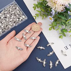 チベット風合金ハートと翼コネクタチャーム100個  アンティークシルバー  13x23.5x4mm  穴：2.5mm&nbsp;TIBE-HY0001-02