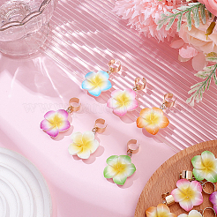 12個 6色の花の樹脂製聴診器ペンダント装飾  304ステンレススチール製金具付き  ミックスカラー  37mm  2個/カラー&nbsp;HJEW-SP0001-55