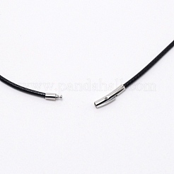 ポリエステルワックスコードネックレス作り  304ステンレススチール製バヨネット留め具付き  ステンレス鋼色  ブラック  66x0.2cm&nbsp;MAK-WH0009-05F-01