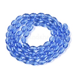 透明ガラスビーズ連売り  ライス  多面カット  コーンフラワーブルー  8~9x5~6mm  穴：0.9~1mm  約67~68個/連  22.83~23.62インチ（58~60cm）&nbsp;GLAA-N071-01A-A13