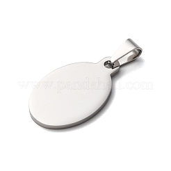 304ステンレスペンダント  空白タグのスタンプ  オーバルチャーム  変色防止  ステンレス鋼色  31.5x20x2mm  穴：7.3x4.5mm&nbsp;STAS-P393-01P