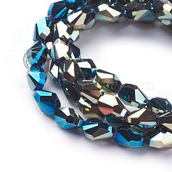 電気メッキガラスビーズセット  フルメッキ  ティアドロップ  多面カット  カラフル  8.5x6x6mm  穴：1mm  21.2~23.2インチ（54~59cm）  65~70個/連&nbsp;EGLA-I009-FP01