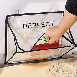 プラスチック製の洋服掛け収納バッグ  パンダ模様の長方形  ブラック  330x380x10mm&nbsp;AJEW-WH0752-256