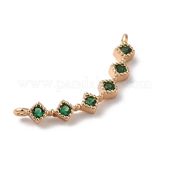 真鍮チャーム  ガラスと  菱形  ゴールドカラー  グリーン  25x10x3mm  穴：1.2mm&nbsp;KK-C062-038G-02