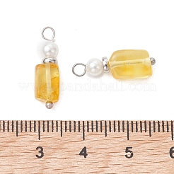 天然琥珀のペンダント  真鍮製のループが付いた長方形のチャーム  プラチナ  19x5.5~6.5x4.5~6mm  穴：2mm&nbsp;PALLOY-JF05594-02