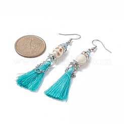 合成ターコイズスカルダングルイヤリング  ハロウィーン用 316 サージカルステンレス タッセル イヤリング  ターコイズ  77~79mm  ピン：0.7mm&nbsp;EJEW-TA00235-02