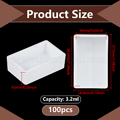 100個のプラスチック製の空の水彩絵の具パン  ペイントケースアートパレット用品用  ホワイト  29.5x18.5x9.6mm  内径：26.5x16mm  容量：3.2ミリリットル&nbsp;AJEW-PH0006-26B