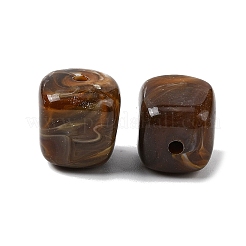 不透明なアクリルビーズ  天然石風  キューブ  ツートン  コーヒー  17x15.5x15.5mm  穴：3mm&nbsp;X-OACR-D320-01J