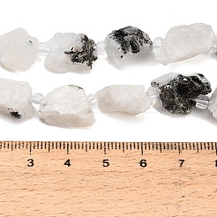未加工の天然トルマリン入り水晶ビーズの連  ナゲット  シードビーズで  11~28x9~13x6~10mm  穴：1mm  約24~29個/連  14.96''（38cm）〜15.75''（40cm）&nbsp;GG-CBA0B77-A13-01