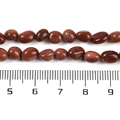 合成ゴールドストーン金砂石ビーズ連売り  ナゲット  タンブルストーン  4~6x7~10x4~6mm  穴：1mm  15.75''（40センチメートル）&nbsp;G-P497-01B-22