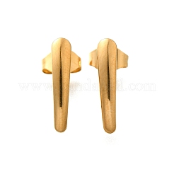 304ステンレススチールスタッドピアス金具  DIYイヤリングアクセサリー用  18KGP本金メッキ  15x3x3.5mm  穴：1.8mm  ピン：0.5mm&nbsp;STAS-D310-09G-01