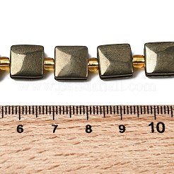 天然石パイライトビーズ連売り  シードビーズで  正方形  10x10x5mm  穴：1mm  約15個/連  8.07''（20.5センチメートル）&nbsp;G-Z131-G01-01