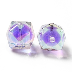 ツートン UV メッキ レインボー虹色アクリル ビーズ  ポリゴン  パープル  15.5x16x16mm  穴：2.7~2.8mm&nbsp;LS-TACR-D010-02G