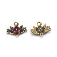 合金エナメルシャンデリアコネクターパーツ  カドミウムフリー＆鉛フリー  花  アンティークブロンズメタルカラー  ミックスカラー  23x31x2.5mm  穴：2~4mm&nbsp;ENAM-EA9731Y-AB-M