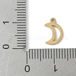 304ステンレススチールチャーム  ムーンチャーム  ゴールドカラー  10x7.5x1mm  穴：1mm&nbsp;STAS-K306-17A-G