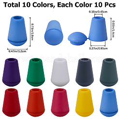 100個 10色プラスチック製取り外し可能なベルストッパーコードエンド  ロッキングリッドキャップ付き  バックパックドローストリングアクセサリー用  ミックスカラー  18x12mm  穴：4.5mm  10個/カラー&nbsp;KY-GF0001-43