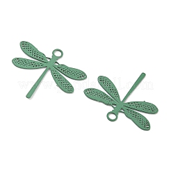スプレーペイント430ステンレススチールチャーム  トンボ  ミディアムアクアマリン  14x15x0.3mm  穴：1.2mm&nbsp;STAS-C153-12L