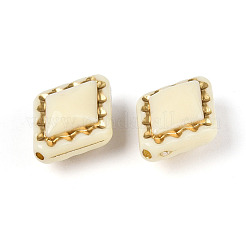 不透明なメッキアクリルビーズ  ゴールドライン入り  菱形  リネン  18x14x9~9.5mm  穴：1.5mm  530個/ 500g&nbsp;OACR-P013-30D