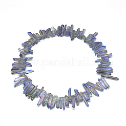 天然石クオーツクリスタルビーズ連売り  虹メッキ  ナゲット  10~36x4~10x4~10mm  穴：1mm  約51個/連  15.35インチ（39cm）&nbsp;G-R435-09D