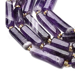 天然石アメジストビーズ連売り  コラム  シードビーズで  パープル  14~30x6.5~7.5x6.5~7.5mm  穴：1mm  約13~15個/連  15.87''（40.3cm）〜16.06''（40.8cm）&nbsp;G-D353-A16-01