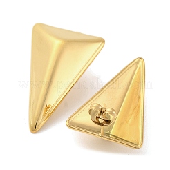 イオンプレーティング（IP）304ステンレススチール製スタッドピアス（女性用）  三角形  14KGP本金メッキ  30x20mm&nbsp;EJEW-N054-07G