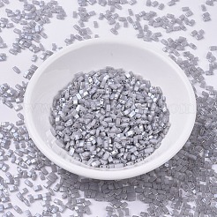 MIYUKIハーフティラビーズ  日本製シードビーズ  2の穴  （htl526)シルバーグレーセイロン  5x2.3x1.9mm  穴：0.8mm  約2500個/100g&nbsp;SEED-J020-HTL0526