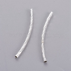 真鍮製チューブビーズ  カーブ  銀  35x2mm  穴：1mm&nbsp;EC295-S