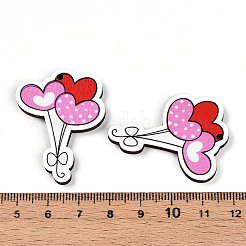 印刷された木製のペンダント  バレンタインデースタイル  バルーン  39~39.5x29~30x3mm  穴：2mm&nbsp;WOOD-T032-04L