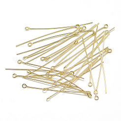 真鍮製アイピン  18KGP本金メッキ  50x0.8mm  穴：1.6~1.8mm&nbsp;X-KK-T032-001G