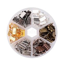 1箱120個6色アイロンリボンカシメエンドパーツ  ミックスカラー  10x7mm  穴：2mm  約20個/コンパートメント。&nbsp;IFIN-X0019-B