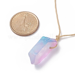 天然水晶ナゲット ペンダント ネックレス  女性のためのアクセサリー編みジュエリー  ミックスカラー  29.92~30.71インチ（76~78cm）&nbsp;NJEW-JN03940