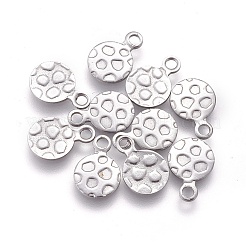 変色しない304ステンレススチールチャーム  テクスチャ  でこぼこのフラットラウンド  ステンレス鋼色  12x8x1mm  穴：1.8mm&nbsp;STAS-E455-01P-8mm