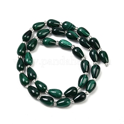 天然石マラカイトビーズ連売り  ティアドロップ  9~10.5x6~7mm  穴：0.8mm  約32個/連  14.96インチ（38cm）&nbsp;G-L630-C01-10x6mm