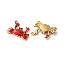 304ステンレススチールエナメルペンダント  イオンプレーティング  カニ  ゴールドカラー  レッド  14x18x3mm  穴：1.5mm&nbsp;STAS-B100-12G
