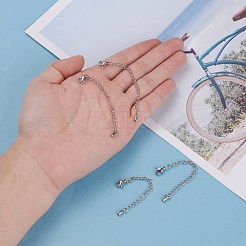 変色防止304ステンレススチールチェーンエクステンダー  カニカンとボールチープ付き  ステンレス鋼色  68.5mm  リンク：4x2.8x0.5mm  クラスプ：9.3x6x3mm&nbsp;X-STAS-G221-27P