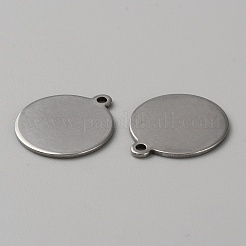 ステンレスペンダント201個  空白タグのスタンプ  フラットラウンドのチャーム  ステンレス鋼色  21x18x1mm  穴：1.8mm  10個/袋&nbsp;STAS-TAC0014-05F
