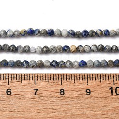 天然石ラピスラズリビーズ連売り  多面カットラウンド  3mm  穴：0.6mm  約144個/連  15.12''（38.4センチメートル）&nbsp;LS-G-RM2025-A24-3mm