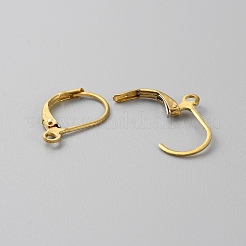 真鍮製フレンチフックピアスパーツ  ゴールドカラー  16x11x2mm  穴：1.6mm&nbsp;KK-WH0044-142D-G