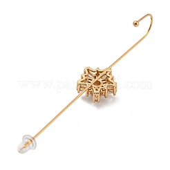 ラインストーンスタッドピアス  ライトゴールド亜鉛合金耳ラップクローラーフックイヤリングイヤーカフ  花  69.5x13mm&nbsp;LS-EJEW-G378-01E