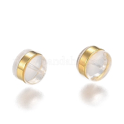 真鍮製リングシリコンイヤーナット  ピアスバックキャッチ  ゴールドカラー  5.7x5.7x4.5mm  穴：1mm&nbsp;SIL-N003-03G