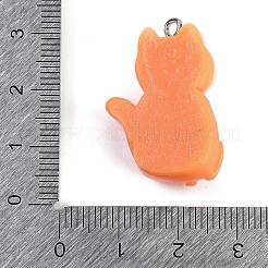 ハロウィーンのテーマ樹脂ペンダント  白金鉄パーツ  猫の形  29x19.5x9.5mm  穴：2mm&nbsp;RESI-M046-01A-02
