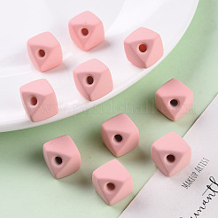 アクリルビーズ  ラバー加工スタイル  片穴  ギャップキューブ  ライトコーラル  13.5x13.5x13.5mm  穴：3.5mm&nbsp;OACR-S039-04-52