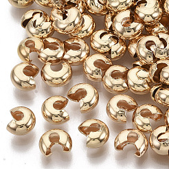 真鍮製つぶし玉カバーカシメ玉カバー  ニッケルフリー  18KGP本金メッキ  5.2~5.5x4mm  穴：1.6mm&nbsp;X-KK-S354-214B-NF