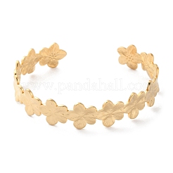 女性用304ステンレススチールカフバングル  18KGP本金メッキ  中空  花  幅1/2インチ（1.3cm）  調整可能&nbsp;LS-BJEW-K263-05G-06