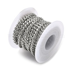 304ステンレススチール製喜平チェーン  ニッケルフリー  ハンダ付け  スプールで  ステンレス鋼色  6.5x3.5x1.5mm  5 m /ロール&nbsp;CHS-C020-01P
