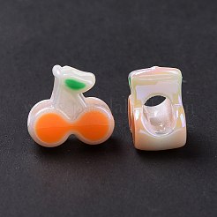 UVメッキレインボー虹色アクリルヨーロピアンビーズ  大穴ビーズ  エナメル  チェリー  ミックスカラー  11x12x7mm  穴：4.3mm&nbsp;SACR-E009-42