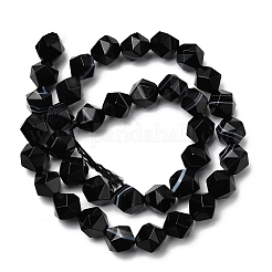 天然の黒縞瑪瑙/縞瑪瑙ビーズ連売り  スターカットラウンドビーズ  多面カット  染め＆加熱  9~10x9~10x9~10mm  穴：1~1.4mm  約38~40個/連  14.88''（15.08''センチメートル）&nbsp;G-Z119-A03-03