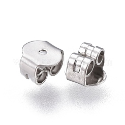 変色しにくい304ステンレススチール製イヤーナット  ピアスバックキャッチ  ステンレス鋼色  5x5x3.5mm  穴：0.8mm&nbsp;STAS-F203-07P