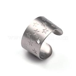 変色しにくい304ステンレススチール製イヤーカフ金具  星の模様  ステンレス鋼色  11x7mm  穴：1mm&nbsp;STAS-H151-08P